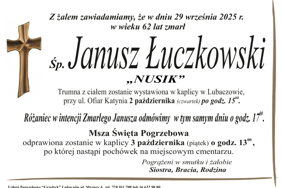 Zmarł Janusz "Nusik" Łuczkowski [62 lata]